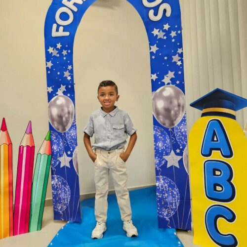 PORTAL FORMANDOS ABC - AZUL COM COLUNA OVAL AMARELA