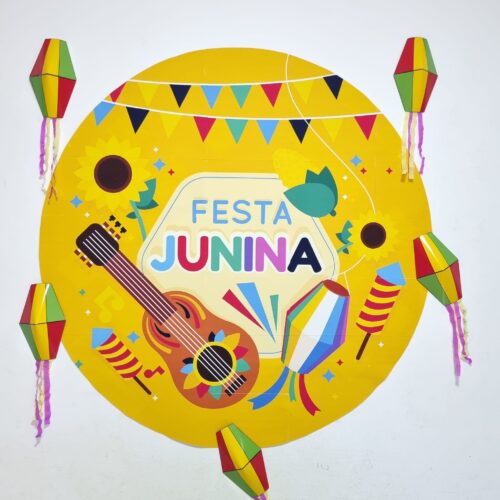 PAINEL REDONDO FESTA JUNINA - (COLORIDO COM BALÃO 3D)