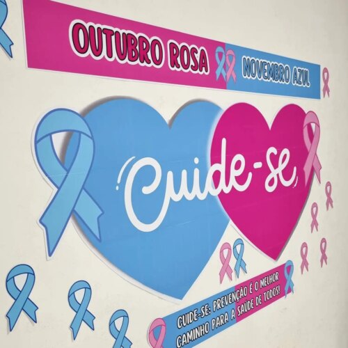 OUTUBRO ROSA E NOVEMBRO AZUL - PAINEL E LEMBRANCINHA
