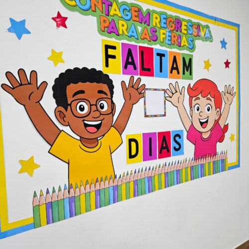 PAINEL CONTAGEM REGRESSIVA PARA AS FÉRIAS - MENINA E MENINO