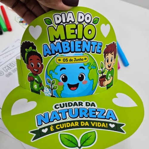 MEIO AMBIENTE (VISEIRA, DESENHO PARA COLORIR, MEDALHA)