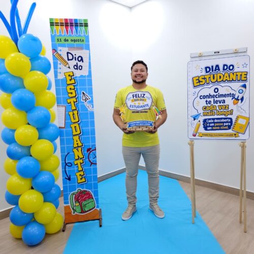 DIA DO ESTUDANTE - FAIXA, CARTAZ E CESTA COM TAGS