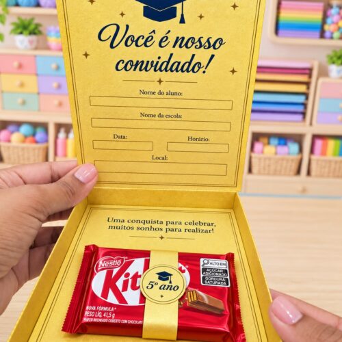 CONVITE FORMATURA 5º ANO – CAIXA DOURADA